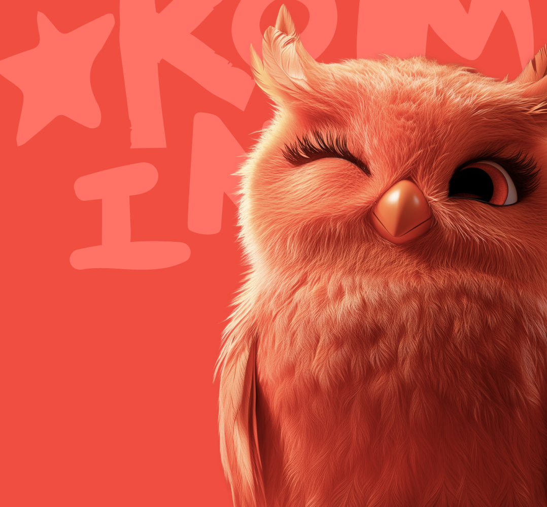Expressive orange owl artwork for Folkeuniversitetet