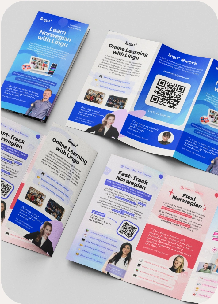 Lingu campaign and course marketing materials