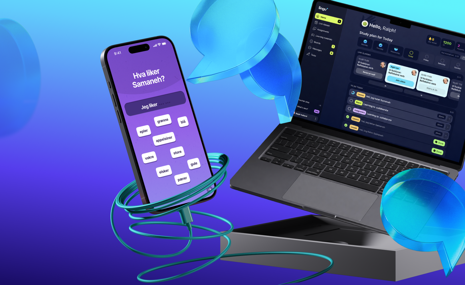 Lingu learning platform on mobile and desktop