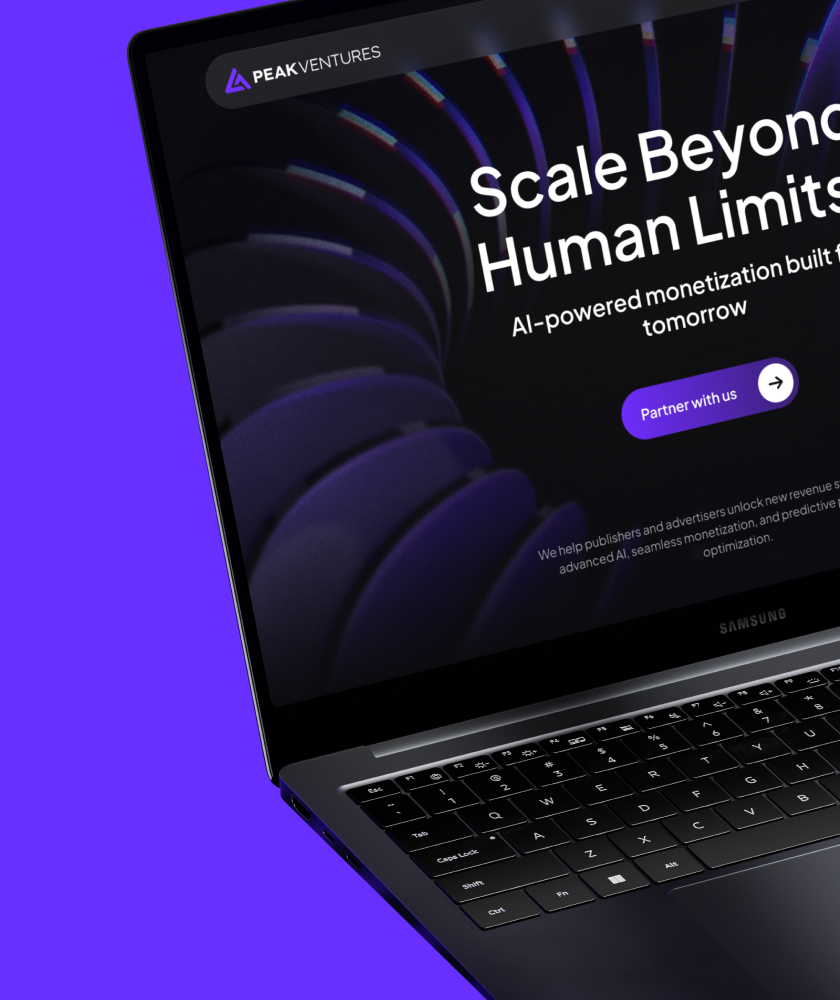 Peak Ventures website on a laptop